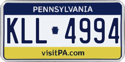PA license plate KLL4994