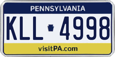 PA license plate KLL4998