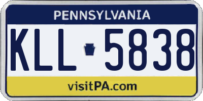 PA license plate KLL5838