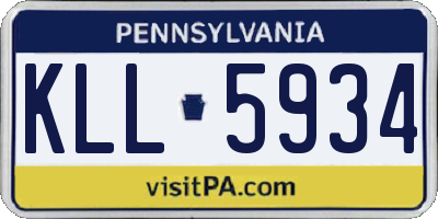 PA license plate KLL5934