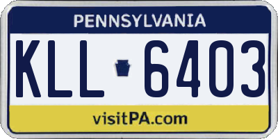 PA license plate KLL6403