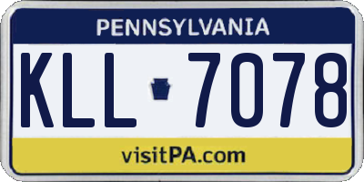 PA license plate KLL7078