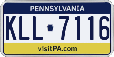 PA license plate KLL7116