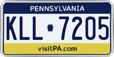 PA license plate KLL7205