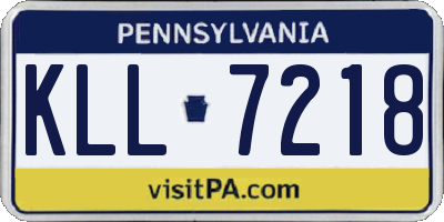 PA license plate KLL7218