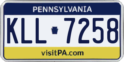 PA license plate KLL7258