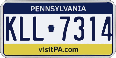 PA license plate KLL7314