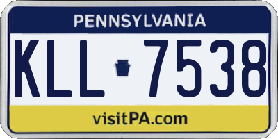PA license plate KLL7538