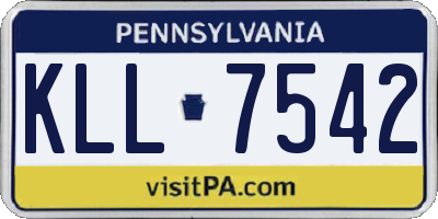PA license plate KLL7542