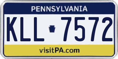 PA license plate KLL7572
