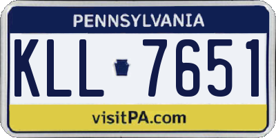 PA license plate KLL7651
