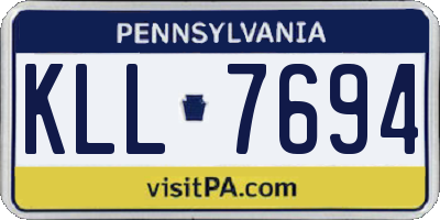 PA license plate KLL7694