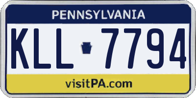 PA license plate KLL7794