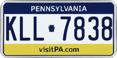 PA license plate KLL7838