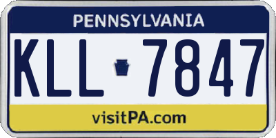 PA license plate KLL7847