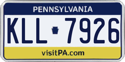 PA license plate KLL7926
