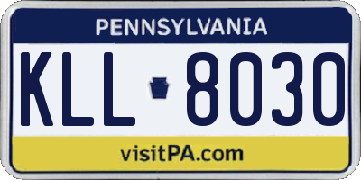 PA license plate KLL8030