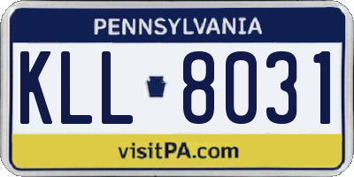 PA license plate KLL8031