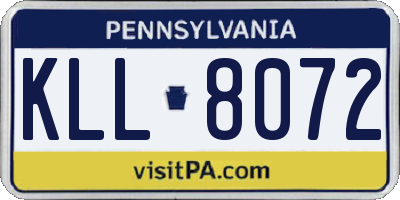 PA license plate KLL8072