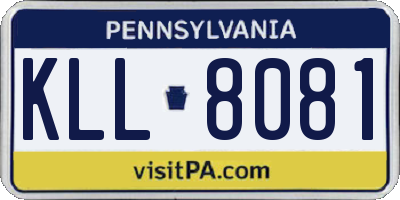PA license plate KLL8081