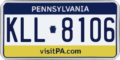PA license plate KLL8106