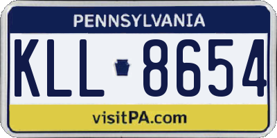 PA license plate KLL8654
