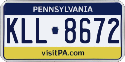 PA license plate KLL8672