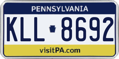 PA license plate KLL8692