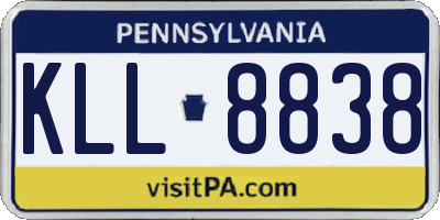 PA license plate KLL8838