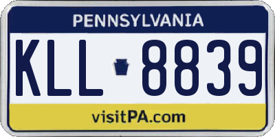 PA license plate KLL8839