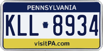 PA license plate KLL8934