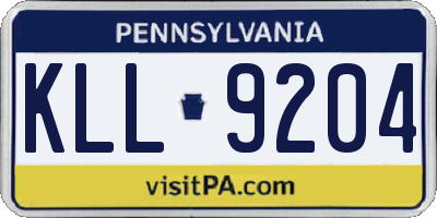 PA license plate KLL9204