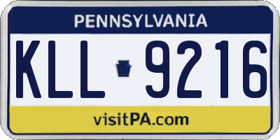 PA license plate KLL9216