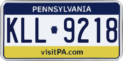 PA license plate KLL9218