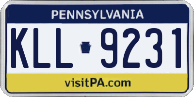 PA license plate KLL9231