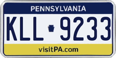 PA license plate KLL9233