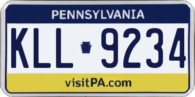 PA license plate KLL9234