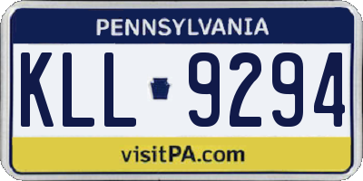 PA license plate KLL9294