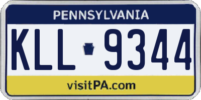 PA license plate KLL9344