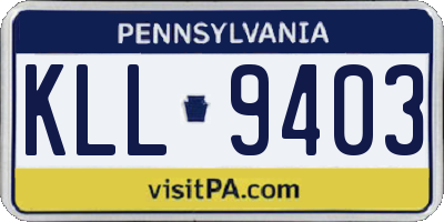 PA license plate KLL9403