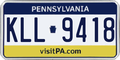 PA license plate KLL9418