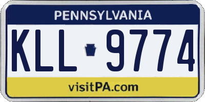 PA license plate KLL9774