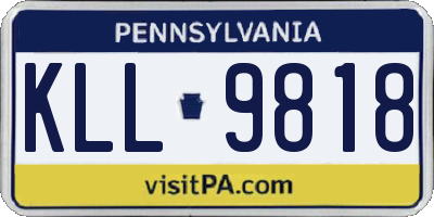 PA license plate KLL9818