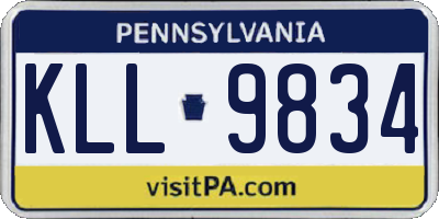 PA license plate KLL9834