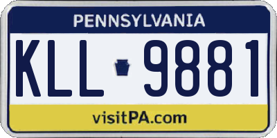 PA license plate KLL9881