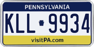 PA license plate KLL9934