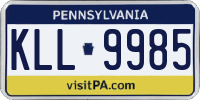 PA license plate KLL9985