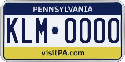 PA license plate KLM0000