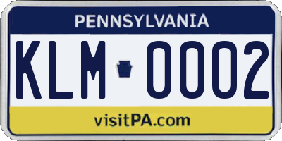 PA license plate KLM0002