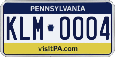 PA license plate KLM0004